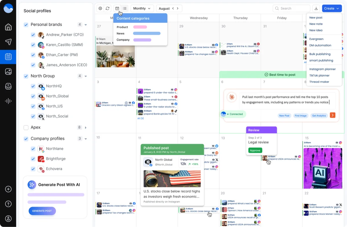 Vista Social Publishing — Content Calendar